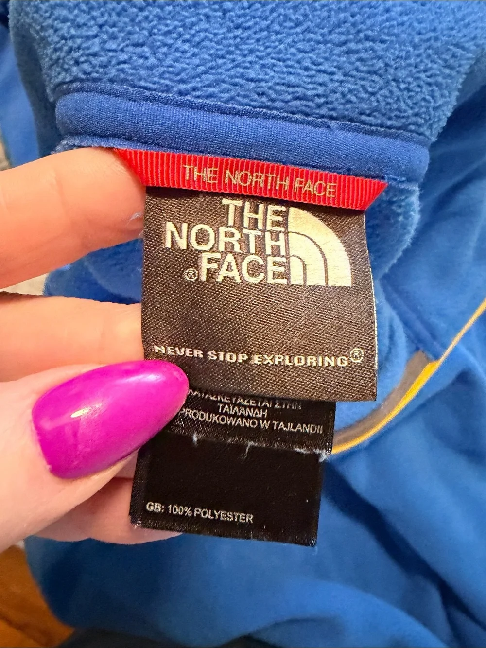 The North Face Men’s Bright Blue Quarter-Zip Fleece with Yellow Accents
